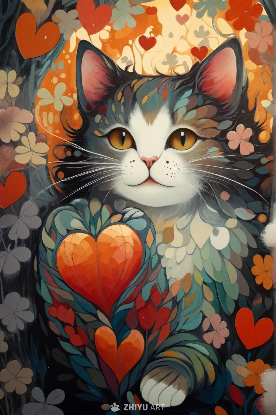 一只眼睛为金色的猫，脸部是白色，身体有鳞片状花纹，