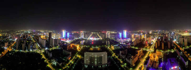 河南洛阳城市风光航拍全景图