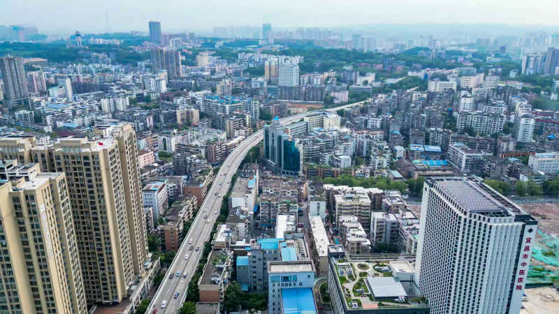 湖北宜昌城市风光航拍摄影图