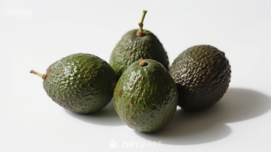 四个新鲜牛油果静置展示 442