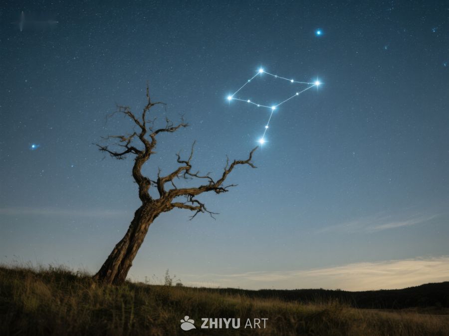 夜空下的枯树与星座 349