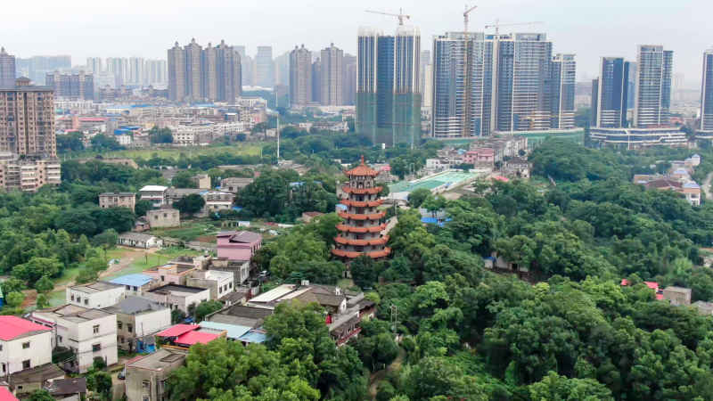 湖南湘潭城市风光航拍 
