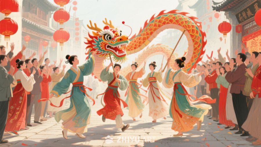传统舞龙表演庆祝节日 85