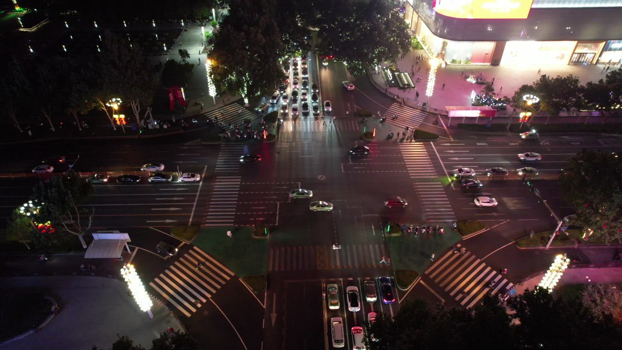 河北邯郸城市夜景灯光航拍
