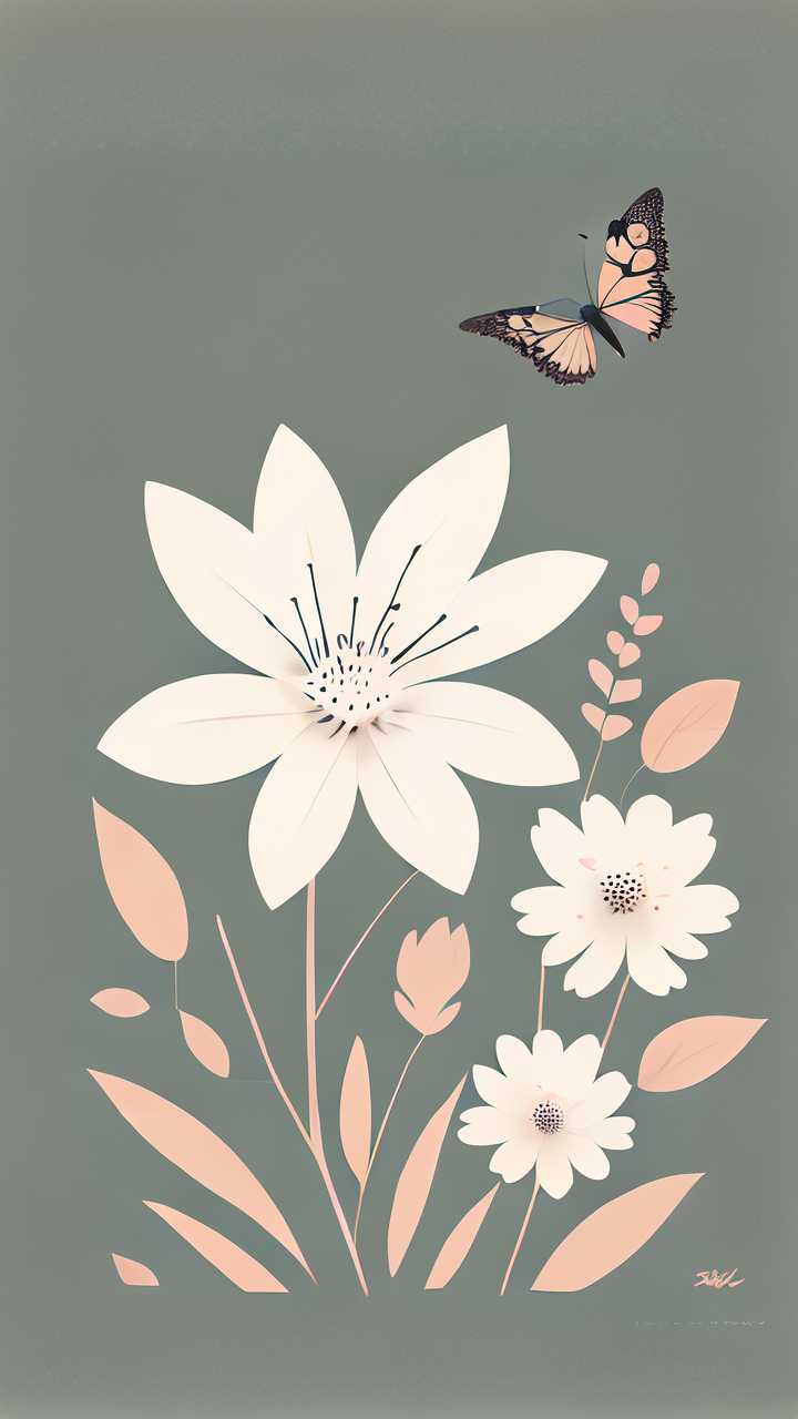 蝴蝶小花插画
