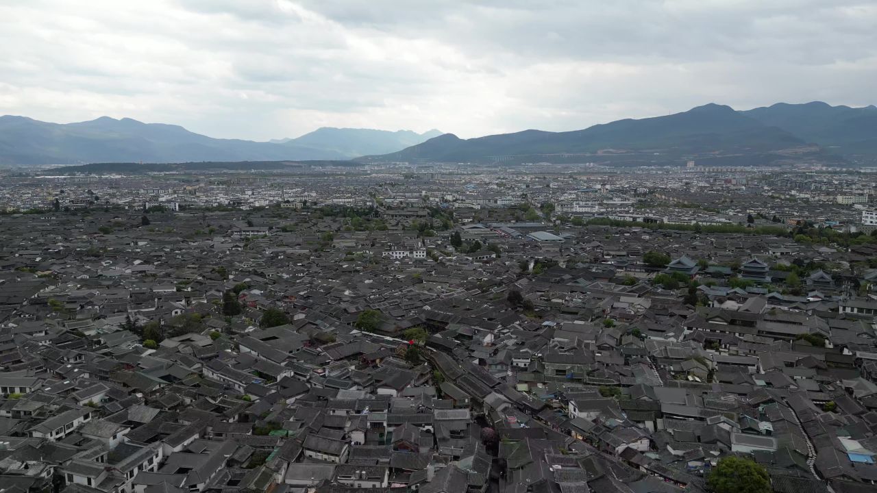航拍云南丽江古城5A景区  