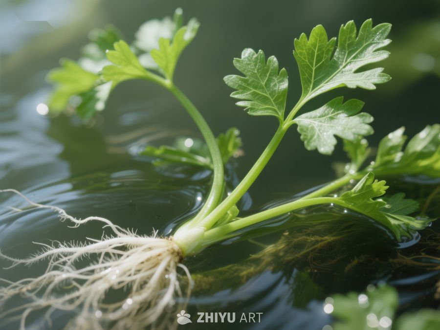 水生植物的根茎与叶片特写 377