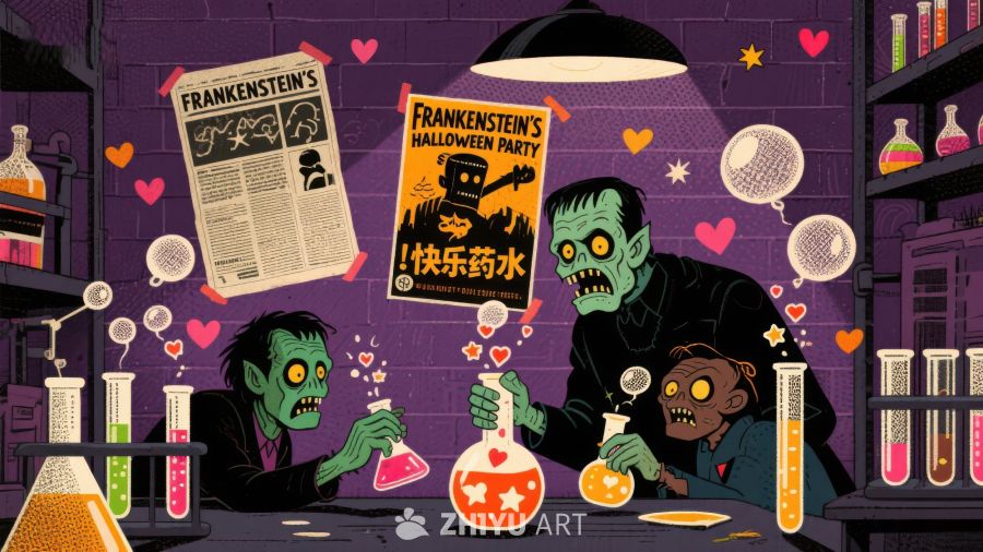 科学怪人实验室的万圣节派对