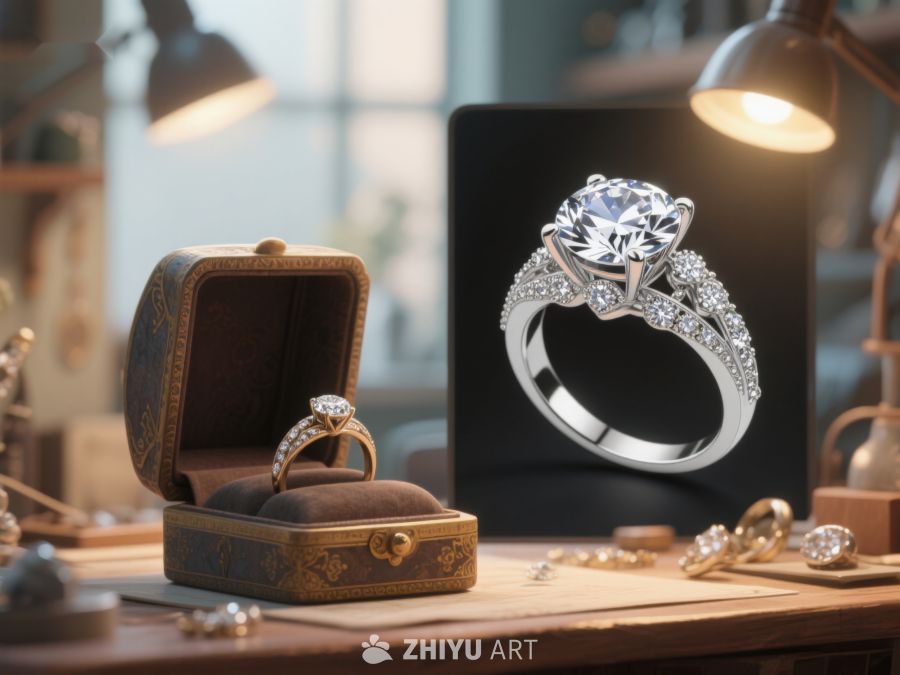 奢华钻石戒指展示 360