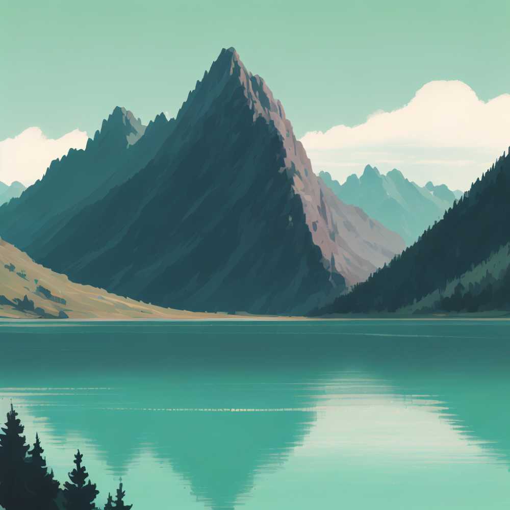 浅绿色山水画1