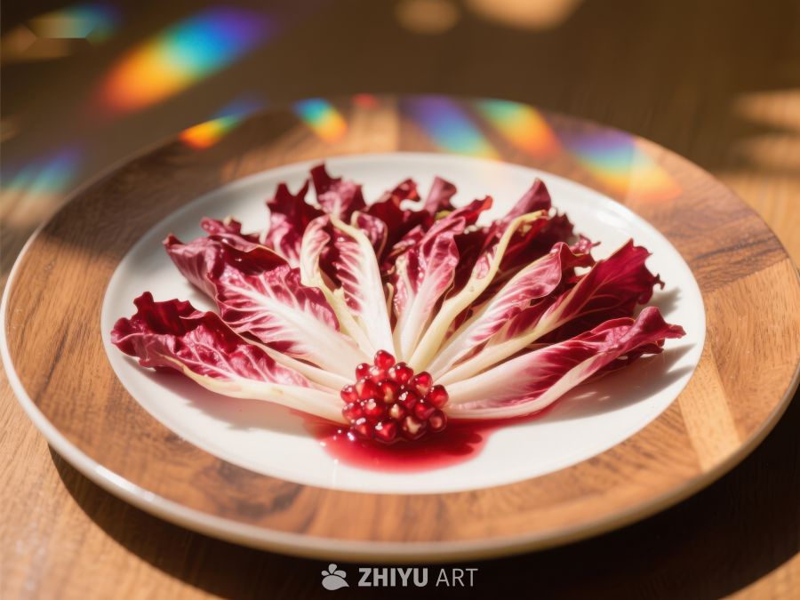 红菊苣与石榴籽的精美摆盘 234