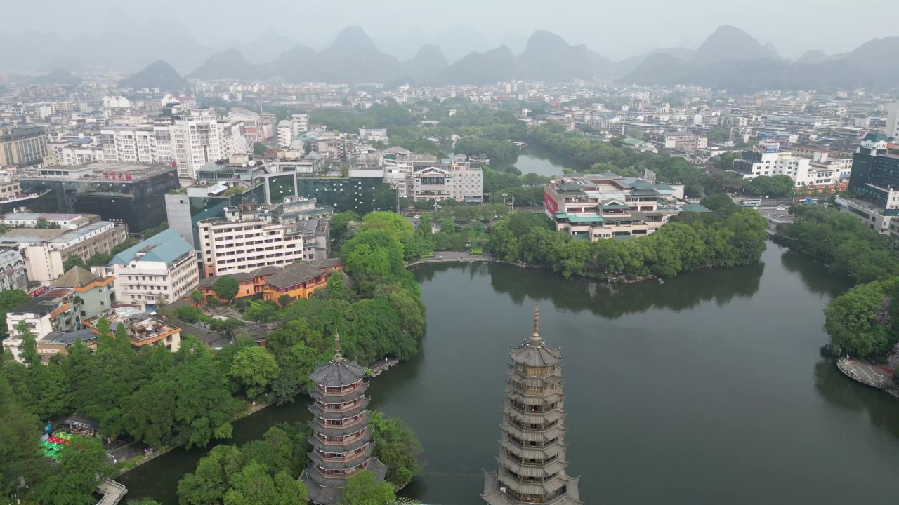 广西桂林山水风光航拍 