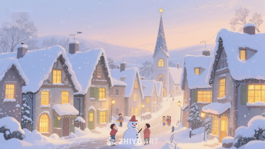 雪夜小镇温馨场景 472