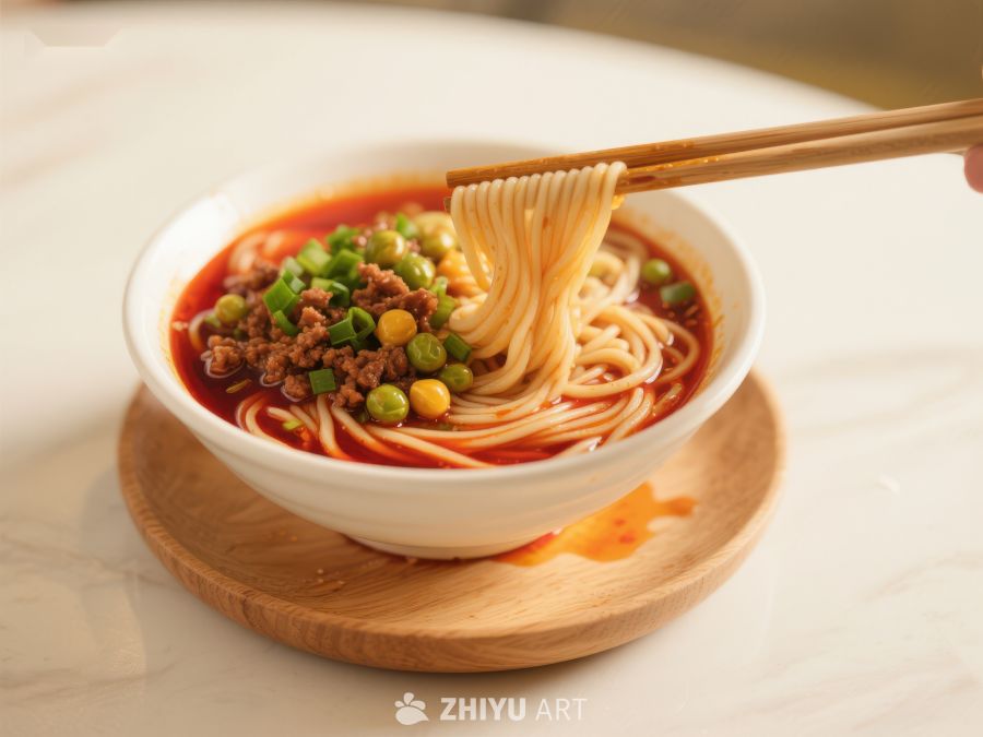 热辣面条配豌豆与肉末 872