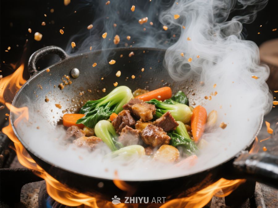 热炒锅中的美味食材 475