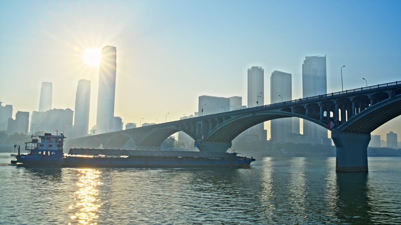 湖南长沙橘子洲大桥城市建筑风光