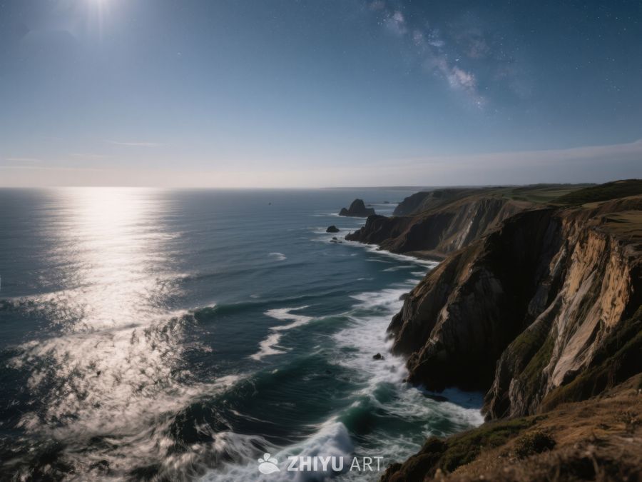 海岸悬崖与波光粼粼的海洋 20