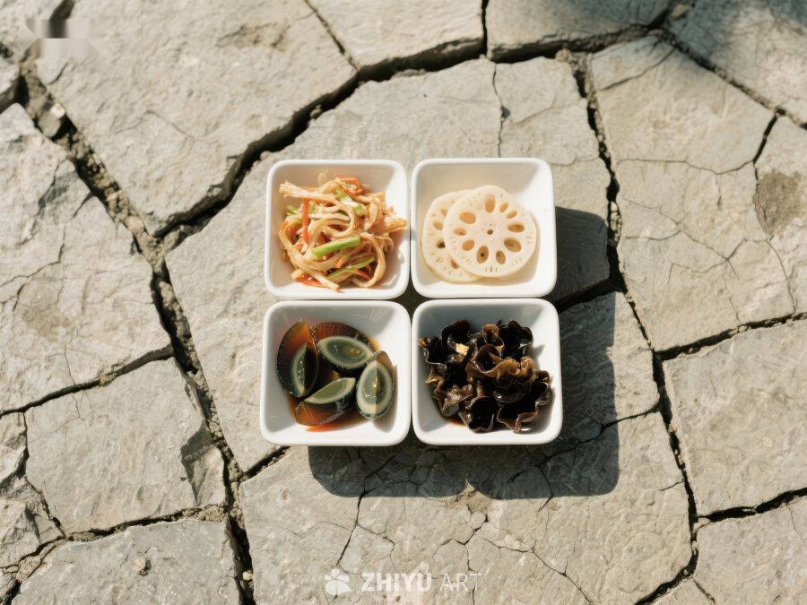 四格小菜置于干裂地面 1410