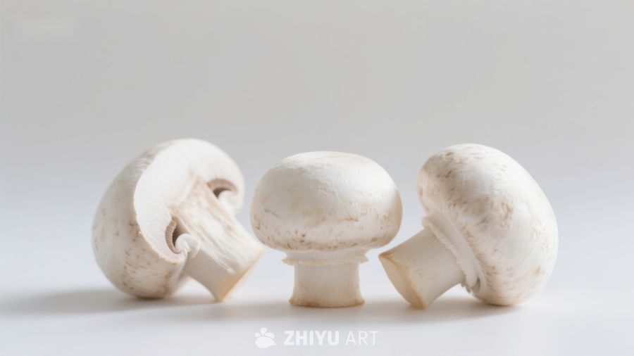 三颗白色蘑菇静物