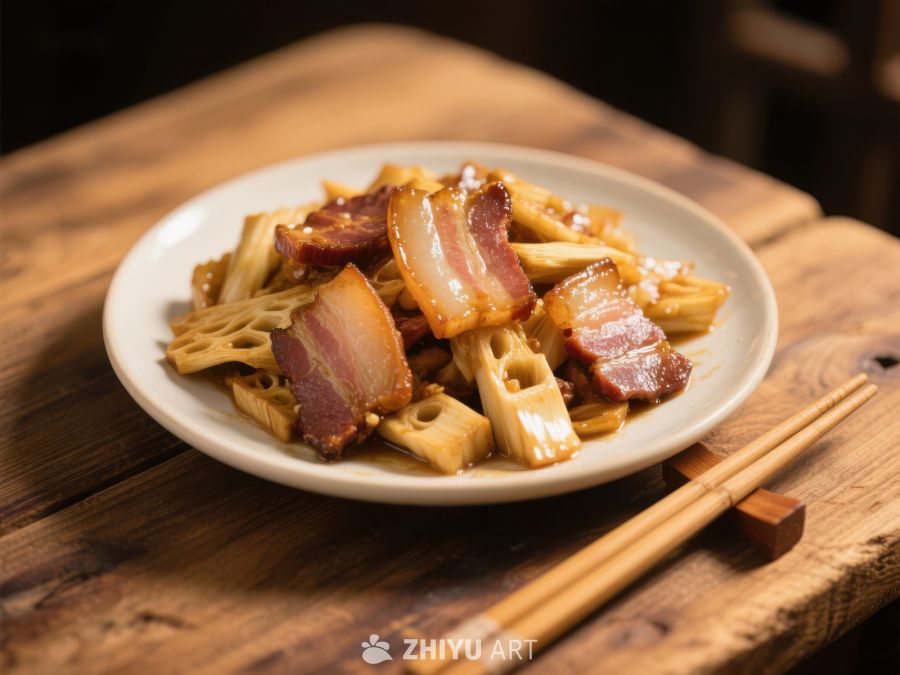 竹笋炒肉片，传统中式美食 1180