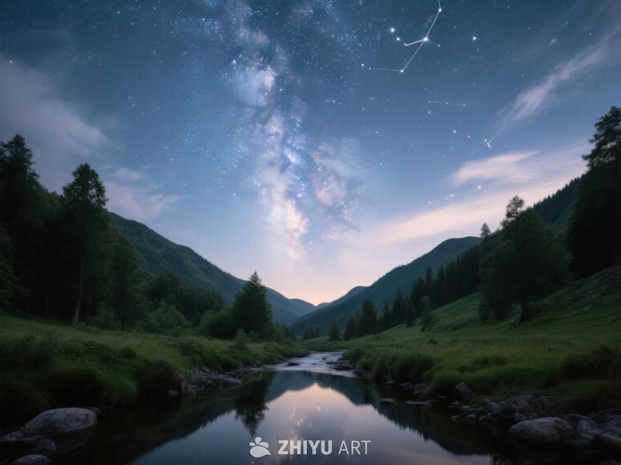 星河璀璨，山谷溪流静谧夜景 144