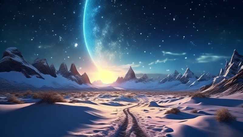 仙境广角冬日沙漠插画雪景 18