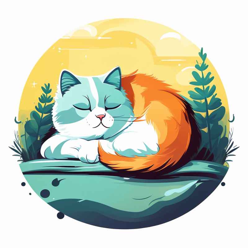 爱睡懒觉的猫咪插画元素 24