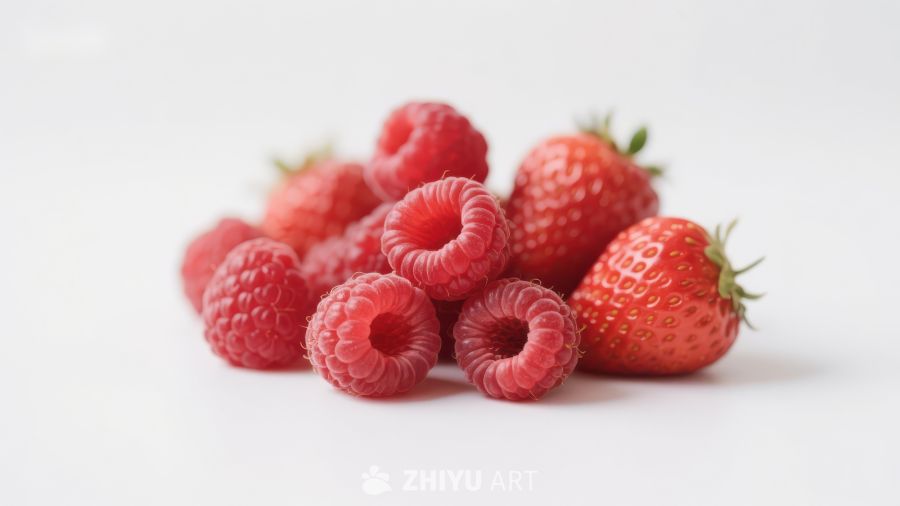 新鲜草莓与覆盆子的组合