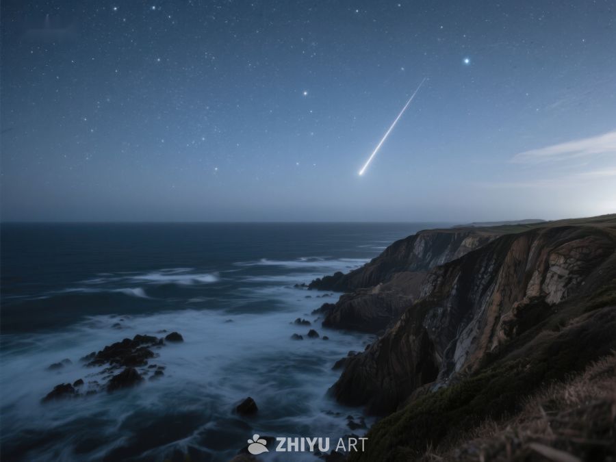 流星划过海岸夜空 54