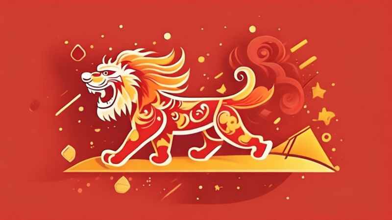 春节舞龙舞狮插画背景 37