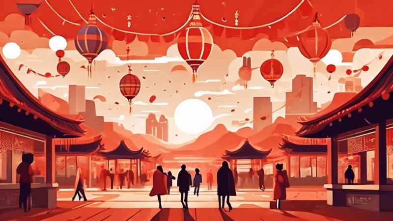 春节逛庙会插画背景 8