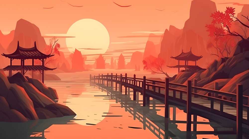 标志古风插画风景
