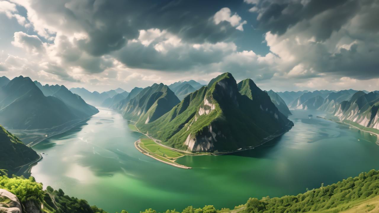 长江三峡日出日落云海航拍延时 35