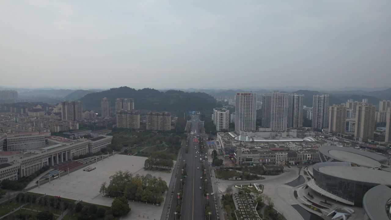 四川遂宁城市风光航拍