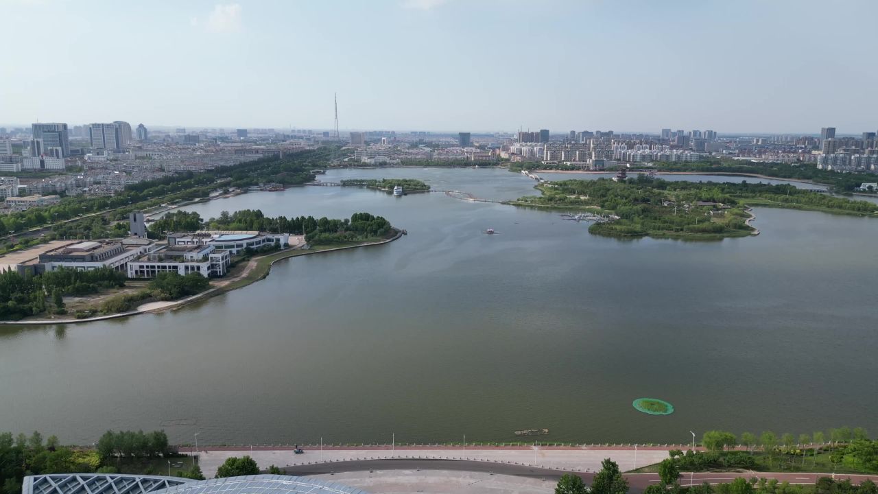 山东东营清风湖公园航拍