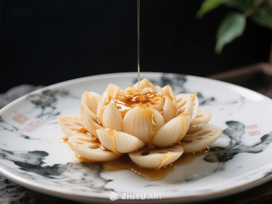 蜂蜜浇灌莲花造型美食 146