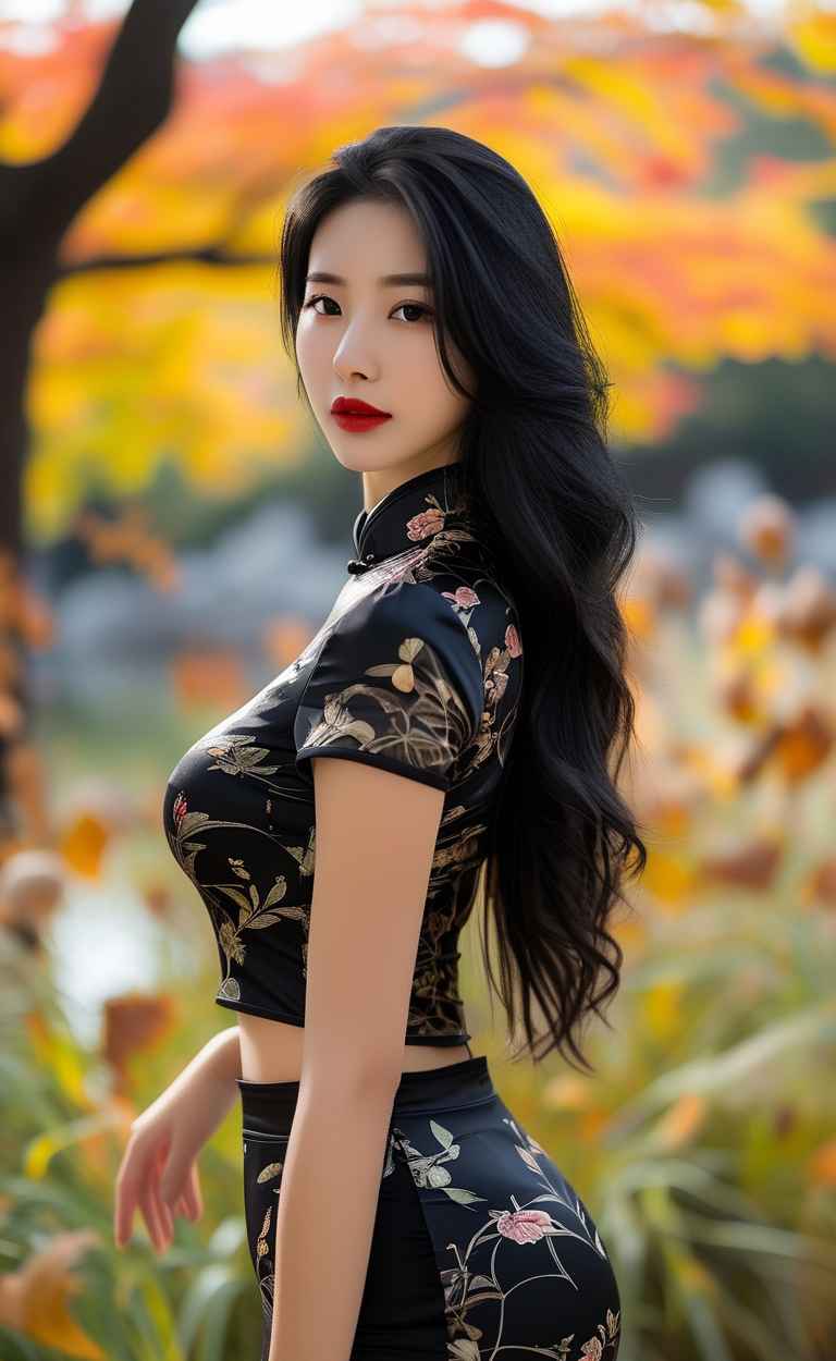 秋天美女户外摄影图 7