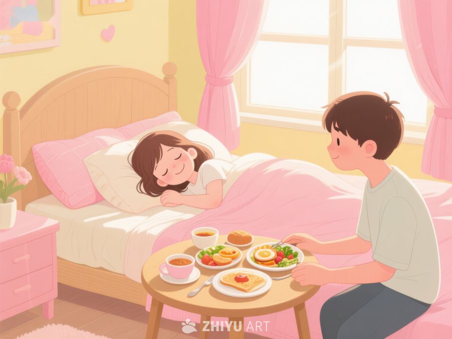 床边早餐，温馨陪伴 73