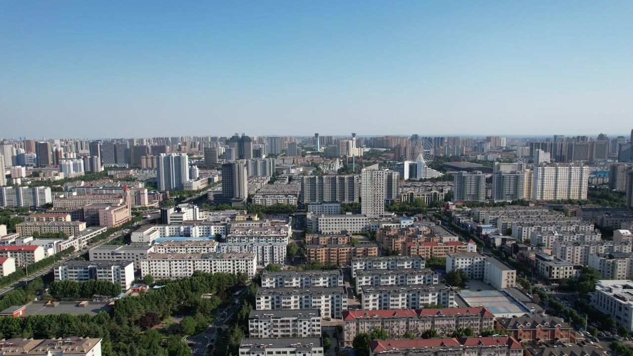 山东潍坊城市风光地标建筑航拍 