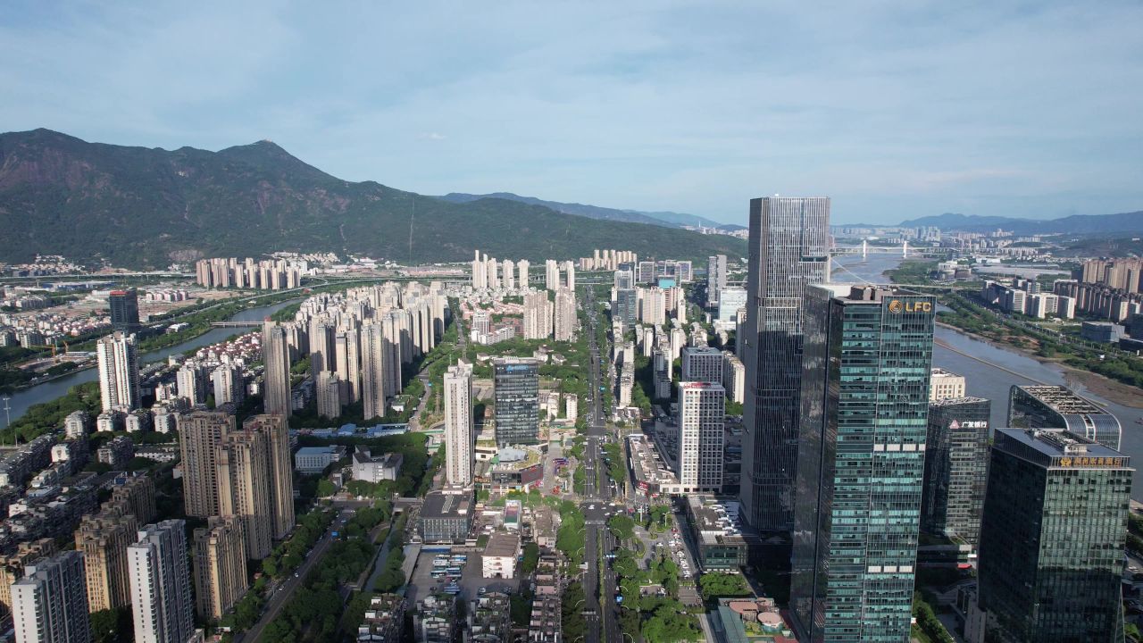 福建福州台江万达广场金融街商务建筑航拍 