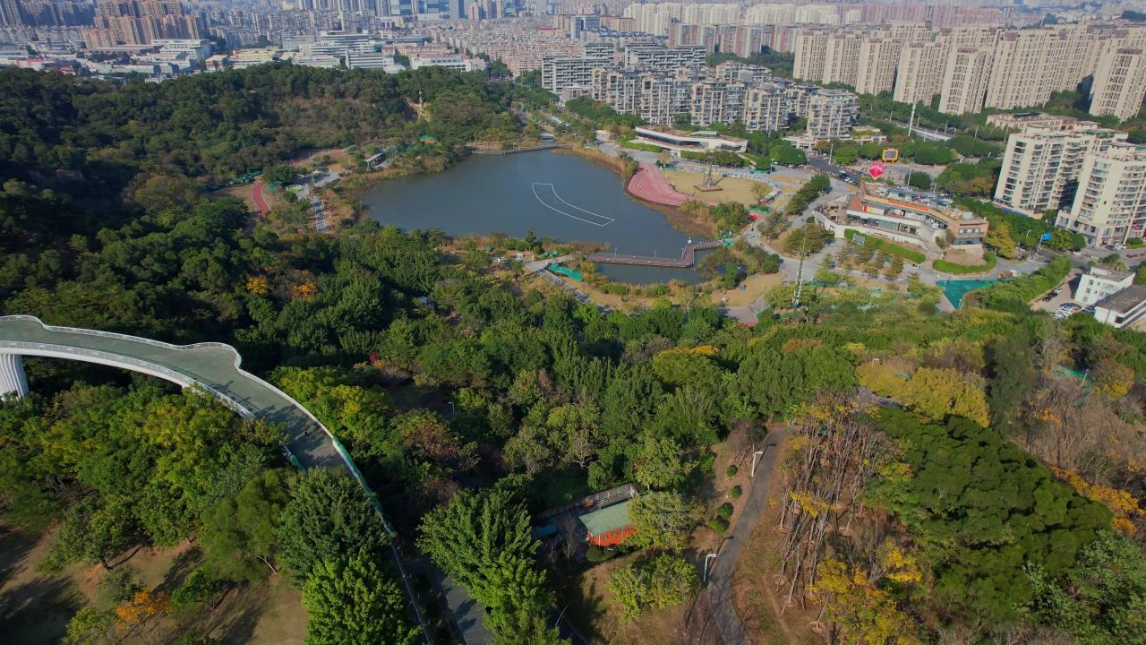 航拍福州飞凤山公园景观
