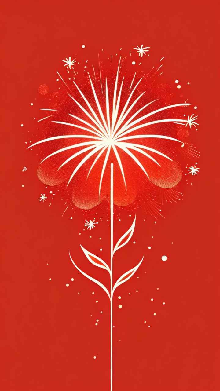 过年春节放烟花简约插画 48