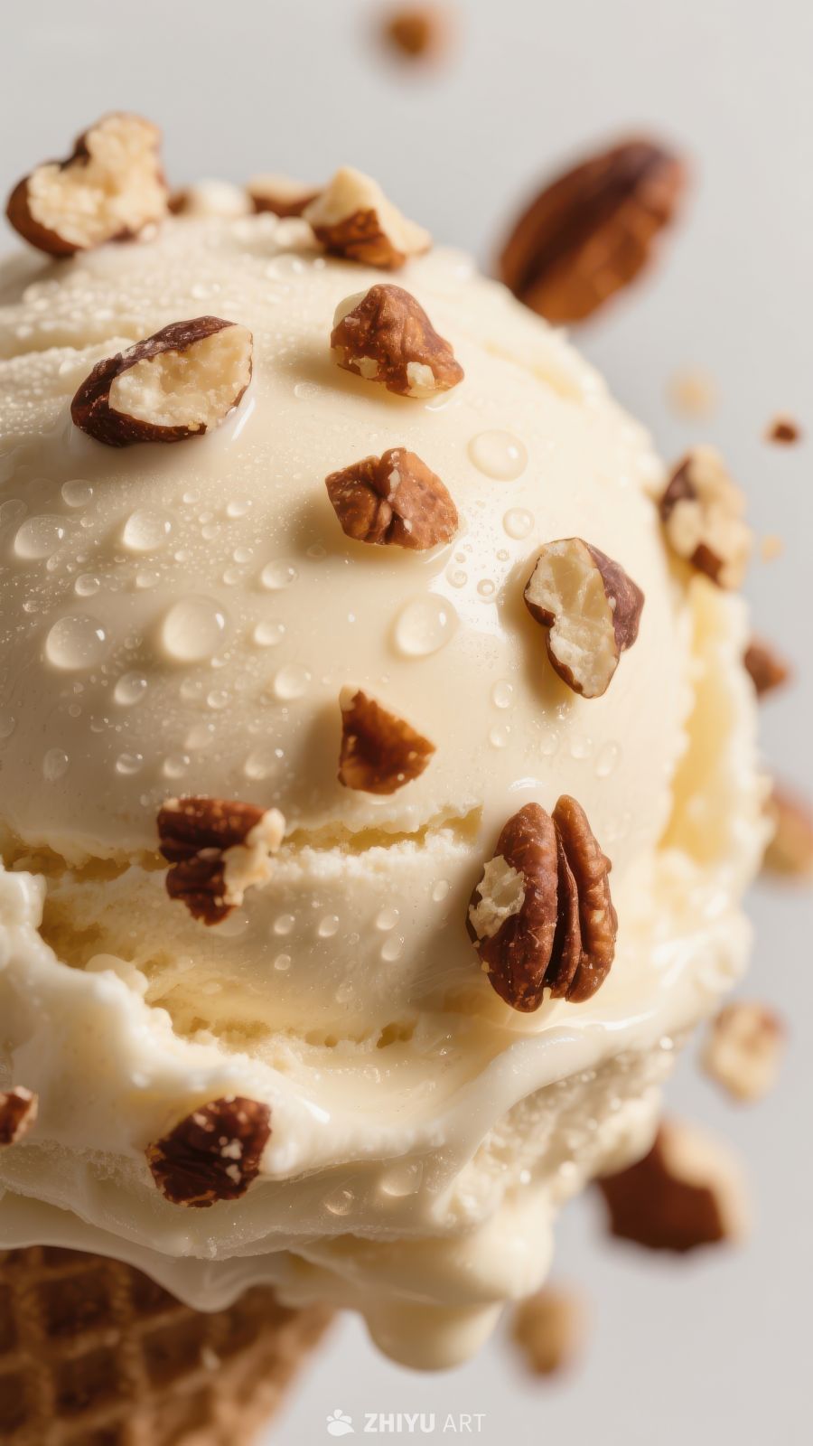 奶油冰淇淋球配核桃碎