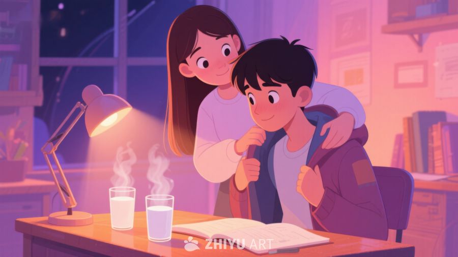 温馨夜读：兄妹共度学习时光 488