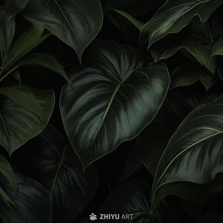 茂盛的绿色叶子植物，拥有大而深绿色的叶子。 叶子以