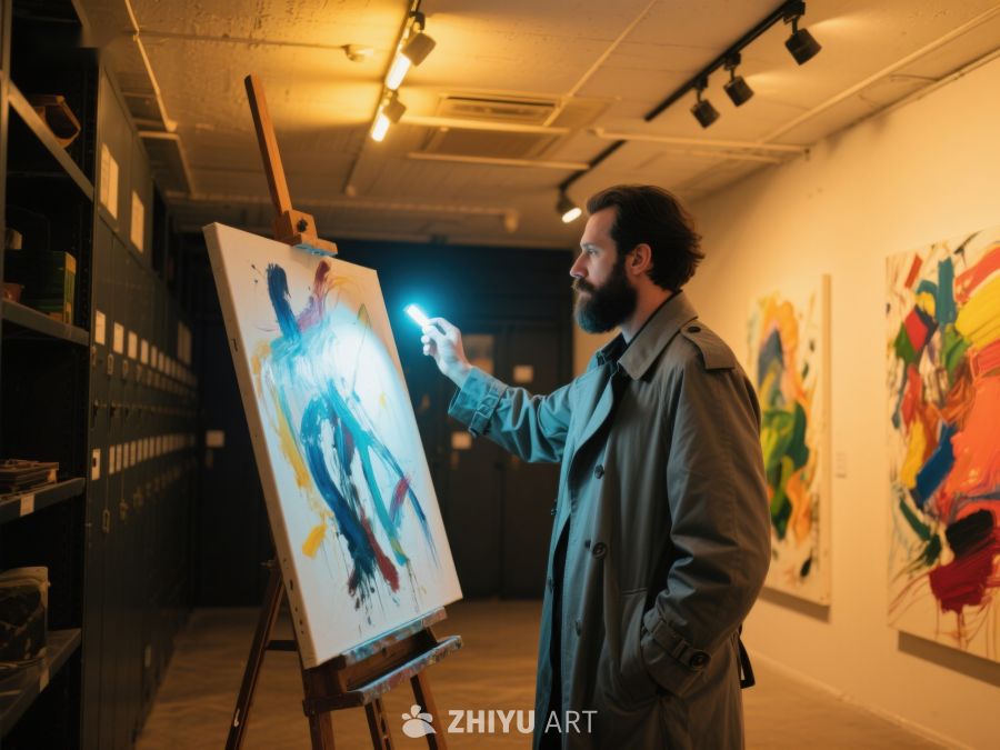 艺术家在画廊中创作抽象画 497