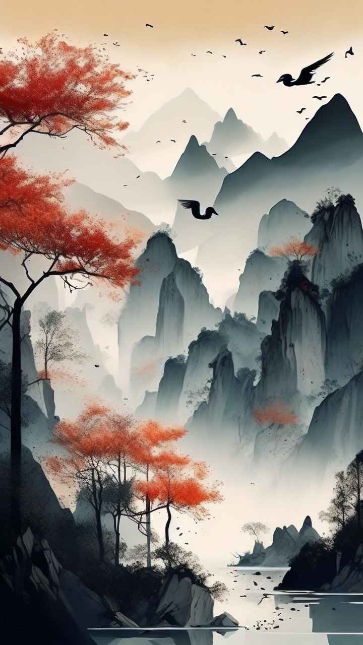 山水画国风背景 92