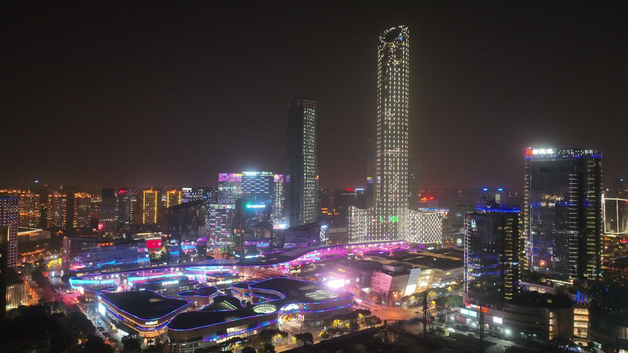 航拍苏州园区圆融天幕