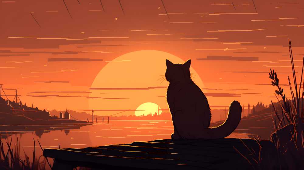 夜色下猫猫插画