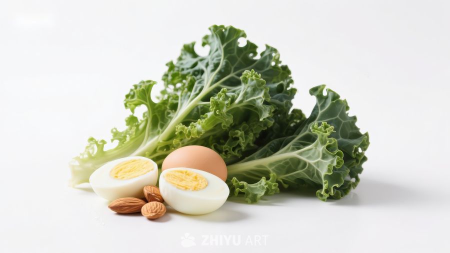 羽衣甘蓝与鸡蛋杏仁组合